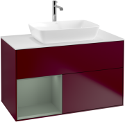 Тумба под раковину Villeroy & Boch Finion 100х50,1 см с подсветкой МДФ пион матовый лак/стекло белое матовое F771GMHB