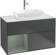 Тумба под раковину Villeroy & Boch Finion 100х50,1 см с подсветкой МДФ темно-синий матовый лак/стекло белое матовое F771GMHG