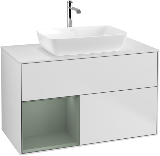 Тумба под раковину Villeroy & Boch Finion 100х50,1 см с подсветкой МДФ белый матовый лак/стекло белое матовое F771GMMT