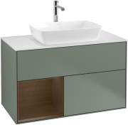 Тумба под раковину Villeroy & Boch Finion 100х50,1 см с подсветкой МДФ оливковый матовый лак/стекло белое матовое F771GNGM