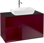 Тумба под раковину Villeroy & Boch Finion 100х50,1 см с подсветкой МДФ пион матовый лак/стекло черное матовое F772HBHB