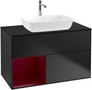 Тумба під раковину Villeroy & Boch Finion 100х50,1 см із підсвічуванням МДФ чорний матовий лак/скло чорне матове F772HBPD