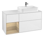 Тумба под раковину Villeroy & Boch Finion 120х50,1 см с подсветкой МДФ глянцевый белый лак/стекло белое матовое F391PCGF