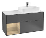 Тумба під раковину Villeroy & Boch Finion 120х50,1 см з підсвічуванням антрацит матовий лак/скло біле матове F391PCGK