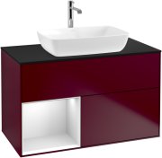 Тумба під раковину Villeroy & Boch Finion 100х50,1 см з підсвічуванням МДФ півонія матовий лак/скло чорне матове F772MTHB