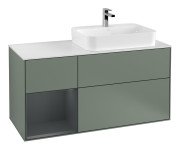 Тумба под раковину Villeroy & Boch Finion 120х50,1 см с подсветкой МДФ оливковый матовый лак/стекло белое матовое F391HGGM