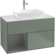 Тумба под раковину Villeroy & Boch Finion 100х50,1 см с подсветкой МДФ оливковый матовый лак/стекло белое матовое F771GKGM