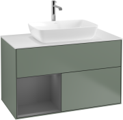 Тумба під раковину Villeroy & Boch Finion 100х50,1 см із підсвічуванням МДФ оливковий матовий лак/скло біле матове F771GKGM