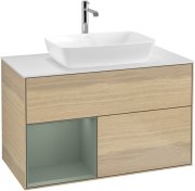 Тумба під раковину Villeroy & Boch Finion 100х50,1 см із підсвічуванням МДФ шпон дуба/скло біле матове F771GMPC