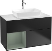 Тумба під раковину Villeroy & Boch Finion 100х50,1 см із підсвічуванням МДФ чорний матовий лак/скло біле матове F771GMPD