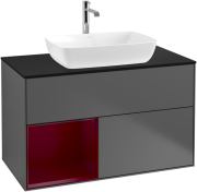 Тумба під раковину Villeroy & Boch Finion 100х50,1 см з підсвічуванням МДФ антрацит матовий лак/скло чорне матове F772HBGK