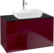 Тумба под раковину Villeroy & Boch Finion 100х50,1 см с подсветкой МДФ пион матовый лак/стекло черное матовое F772HBHB