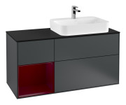 Тумба під раковину Villeroy & Boch Finion 120х50,1 см із підсвічуванням МДФ темно-синій матовий лак/скло чорне матове F392HBHG