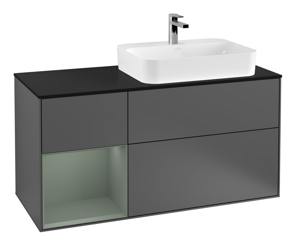 Тумба под раковину Villeroy & Boch Finion 120х50,1 см с подсветкой МДФ антрацит матовый лак/стекло черное матовое F392GMGK