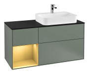 Тумба под раковину Villeroy & Boch Finion 120х50,1 см с подсветкой МДФ оливковый матовый лак/стекло черное матовое F392HFGM