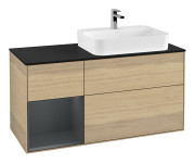 Тумба под раковину Villeroy & Boch Finion 120х50,1 см с подсветкой МДФ шпон дуба/стекло черное матовое F392HGPC