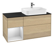 Тумба под раковину Villeroy & Boch Finion 120х50,1 см с подсветкой МДФ шпон дуба/стекло черное матовое F392MTPC