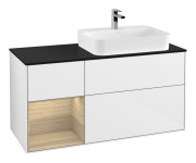 Тумба под раковину Villeroy & Boch Finion 120х50,1 см с подсветкой МДФ глянцевый белый лак/стекло черное матовое F392PCGF