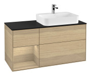 Тумба под раковину Villeroy & Boch Finion 120х50,1 см с подсветкой МДФ шпон дуба/стекло черное матовое F392PCPC