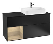 Тумба под раковину Villeroy & Boch Finion 120х50,1 см с подсветкой МДФ черный матовый лак/стекло черное матовое F392PCPD