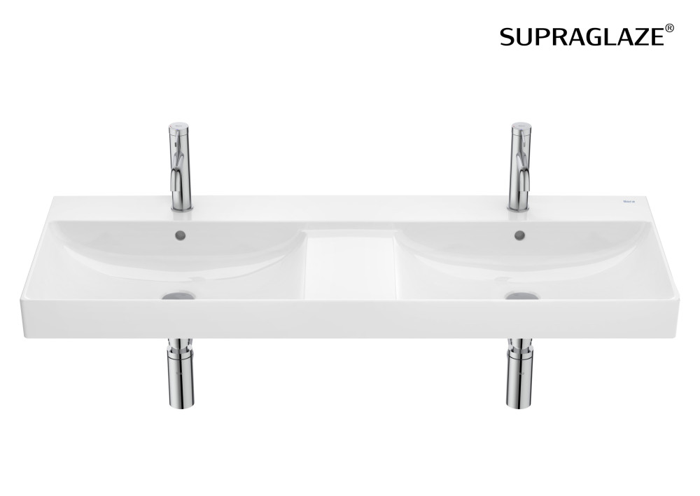 Раковина для ванної Roca Ona 120x46 см подвійна Fineceramic® Supraglaze® білий A32768BS00