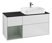 Тумба под раковину Villeroy & Boch Finion 120х50,1 см с подсветкой МДФ белый матовый лак/стекло черное матовое F392GMMT