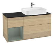 Тумба под раковину Villeroy & Boch Finion 120х50,1 см с подсветкой МДФ шпон дуба/стекло черное матовое F392GMPC