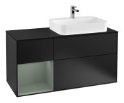 Тумба під раковину Villeroy & Boch Finion 120х50,1 см із підсвічуванням МДФ чорний матовий лак/скло чорне матове F392GMPD