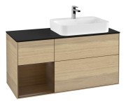 Тумба под раковину Villeroy & Boch Finion 120х50,1 см с подсветкой МДФ шпон дуба/стекло черное матовое F392GNPC