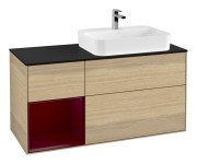 Тумба под раковину Villeroy & Boch Finion 120х50,1 см с подсветкой МДФ шпон дуба/стекло черное матовое F392HBPC