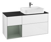 Тумба під раковину Villeroy & Boch Finion 120х50,1 см з підсвіткою МДФ білий глянцевий лак/скло чорне матове F392GMGF