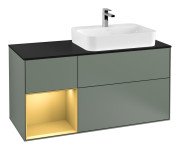 Тумба под раковину Villeroy & Boch Finion 120х50,1 см с подсветкой МДФ оливковый матовый лак/стекло черное матовое F392HFGM