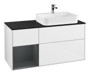 Тумба под раковину Villeroy & Boch Finion 120х50,1 см с подсветкой МДФ глянцевый белый лак/стекло черное матовое F392HGGF