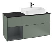 Тумба під раковину Villeroy & Boch Finion 120х50,1 см із підсвічуванням МДФ оливковий матовий лак/скло чорне матове F392HGGM