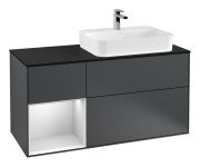 Тумба під раковину Villeroy & Boch Finion 120х50,1 см із підсвічуванням МДФ темно-синій матовий лак/скло чорне матове F392MTHG