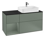 Тумба под раковину Villeroy & Boch Finion 120х50,1 см с подсветкой МДФ оливковый матовый лак/стекло черное матовое F392GMGM