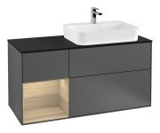 Тумба под раковину Villeroy & Boch Finion 120х50,1 см с подсветкой МДФ антрацит матовый лак/стекло черное матовое F392PCGK