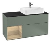 Тумба под раковину Villeroy & Boch Finion 120х50,1 см с подсветкой МДФ оливковый матовый лак/стекло черное матовое F392PCGM