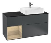 Тумба під раковину Villeroy & Boch Finion 120х50,1 см із підсвічуванням МДФ темно-синій матовий лак/скло чорне матове F392PCHG