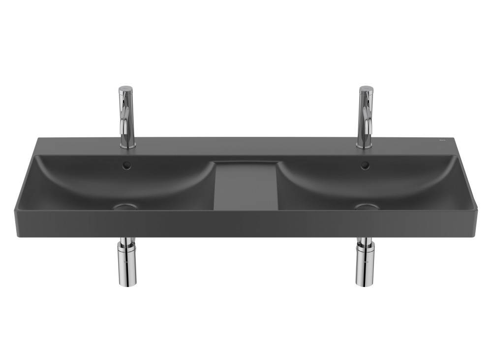 Раковина для ванної кімнати Roca Ona 120x46 см подвійна Fineceramic чорний матовий A32768B080