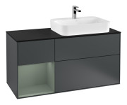Тумба під раковину Villeroy & Boch Finion 120х50,1 см із підсвічуванням МДФ темно-синій матовий лак/скло чорне матове F392GMHG