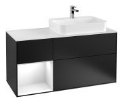 Тумба под раковину Villeroy & Boch Finion 120х50,1 см с подсветкой МДФ черный матовый лак/стекло белое матовое G391GFPD