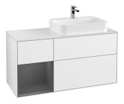 Тумба под раковину Villeroy & Boch Finion 120х50,1 см с подсветкой МДФ глянцевый белый лак/стекло белое матовое G391GKGF