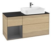 Тумба под раковину Villeroy & Boch Finion 120х50,1 см с подсветкой МДФ шпон дуба/стекло черное матовое F392GKPC