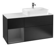 Тумба под раковину Villeroy & Boch Finion 120х50,1 см с подсветкой МДФ черный матовый лак/стекло белое матовое G391GKPD