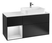 Тумба под раковину Villeroy & Boch Finion 120х50,1 см с подсветкой МДФ черный матовый лак/стекло белое матовое G391MTPD