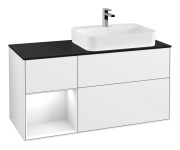 Тумба под раковину Villeroy & Boch Finion 120х50,1 см с подсветкой МДФ глянцевый белый лак/стекло черное матовое G392GFGF