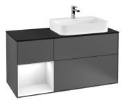 Тумба под раковину Villeroy & Boch Finion 120х50,1 см с подсветкой МДФ антрацит матовый лак/стекло черное матовое G392GFGK