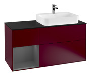 Тумба под раковину Villeroy & Boch Finion 120х50,1 см с подсветкой МДФ пион матовый лак/стекло черное матовое G392GKHB