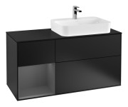 Тумба под раковину Villeroy & Boch Finion 120х50,1 см с подсветкой МДФ черный матовый лак/стекло черное матовое G392GKPD